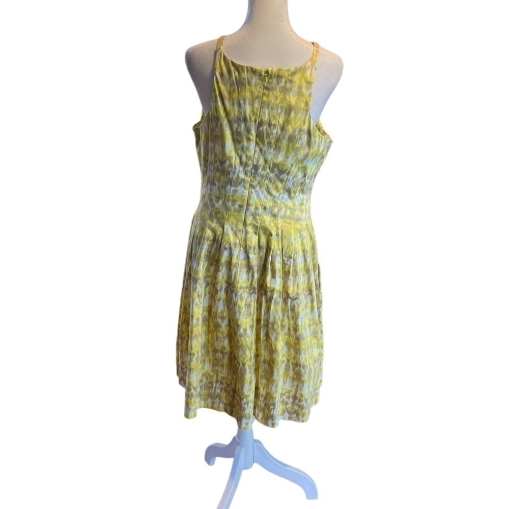 Calvin Klein Womens Yellow Tie Dye Dress Sleeveless Halter Neck Pockets Size 8 - Picture 2 of 3